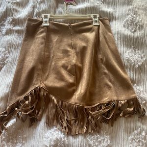 Suede fringe skirt